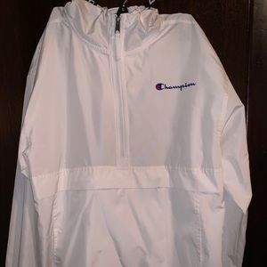 Champion half zip white windbreaker